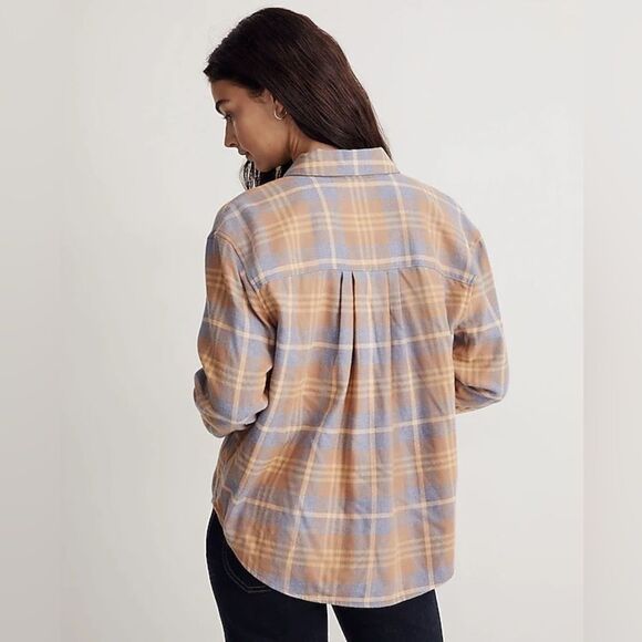 Flannel Oversized Boyfriend Shirt in Plaid in Dusk Peri size 3X - Picture 3 of 11